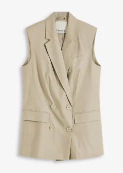 bonprix Bekleidung·Basics|Blazer^Leinen-Blazer ohne Arm new khaki