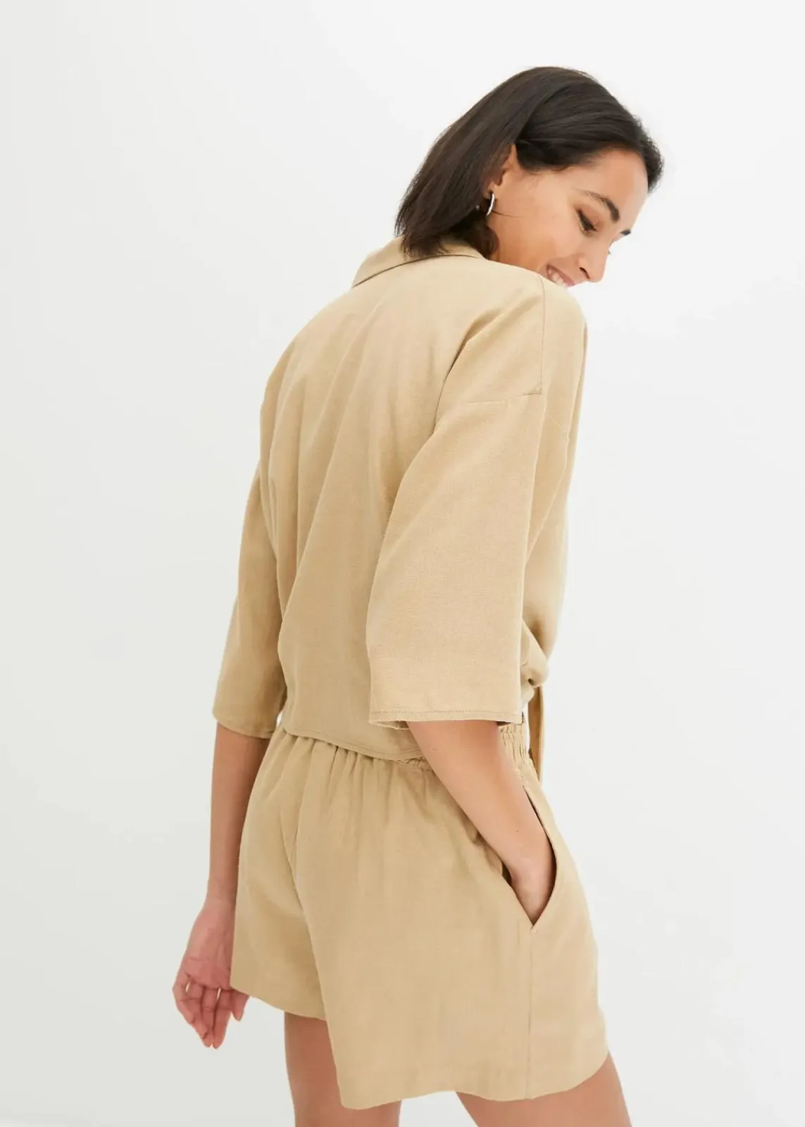 bonprix Bekleidung·Jacken & Mäntel|Blusen & Tuniken^Leinen-Bluse new beige