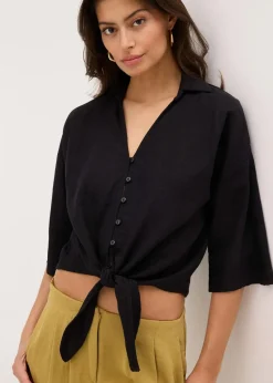 bonprix Nachhaltigere Materialien|Blusen & Tuniken^Leinen-Bluse schwarz