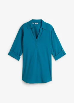 bonprix Blusen & Tuniken|Bekleidung·Jacken & Mäntel^Leinen-Bluse, 3/4-Arm meerestürkis