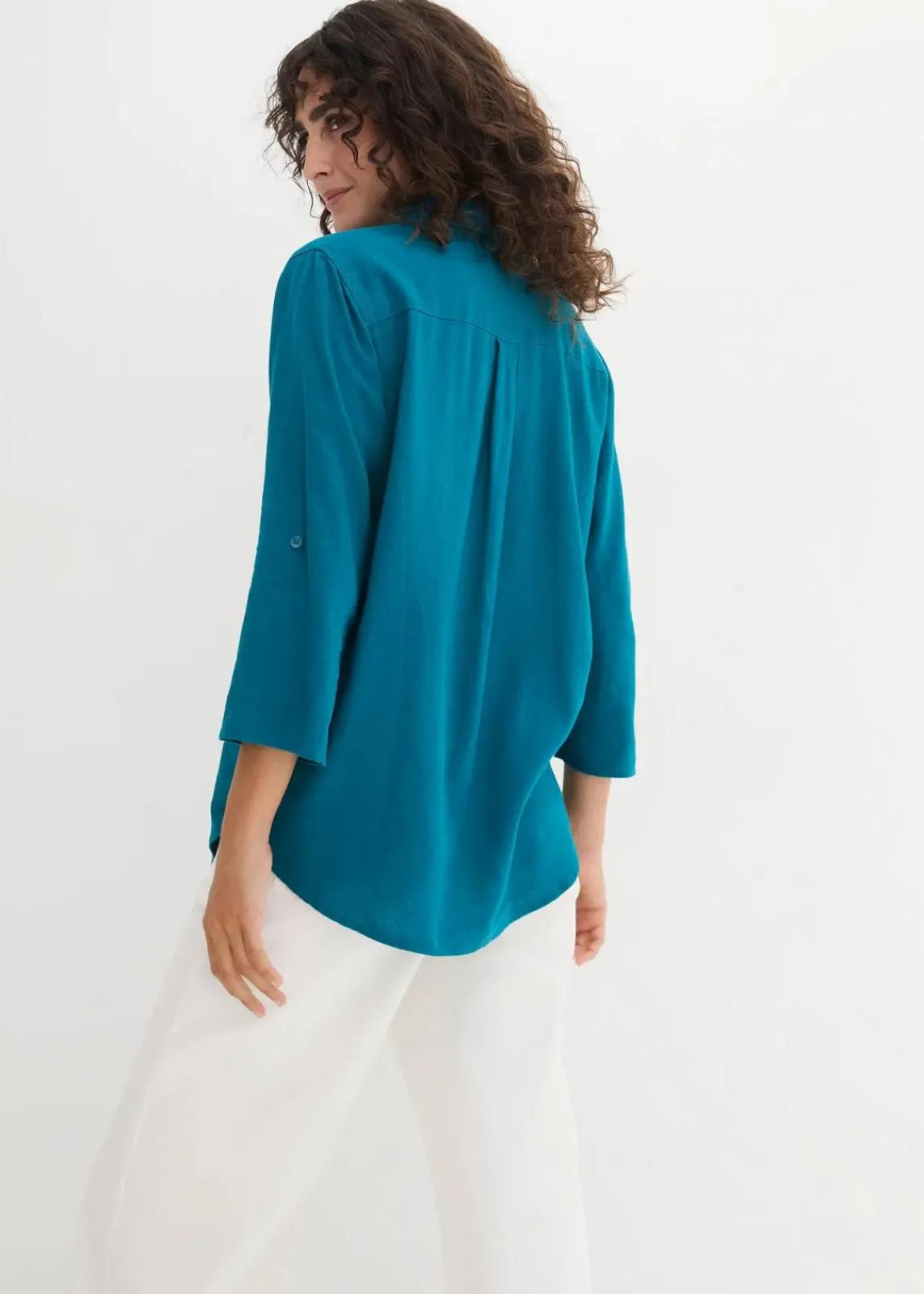 bonprix Blusen & Tuniken|Bekleidung·Jacken & Mäntel^Leinen-Bluse, 3/4-Arm meerestürkis