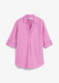 bonprix Bekleidung·Jacken & Mäntel|Blusen & Tuniken^Leinen-Bluse, 3/4-Arm fliederpink