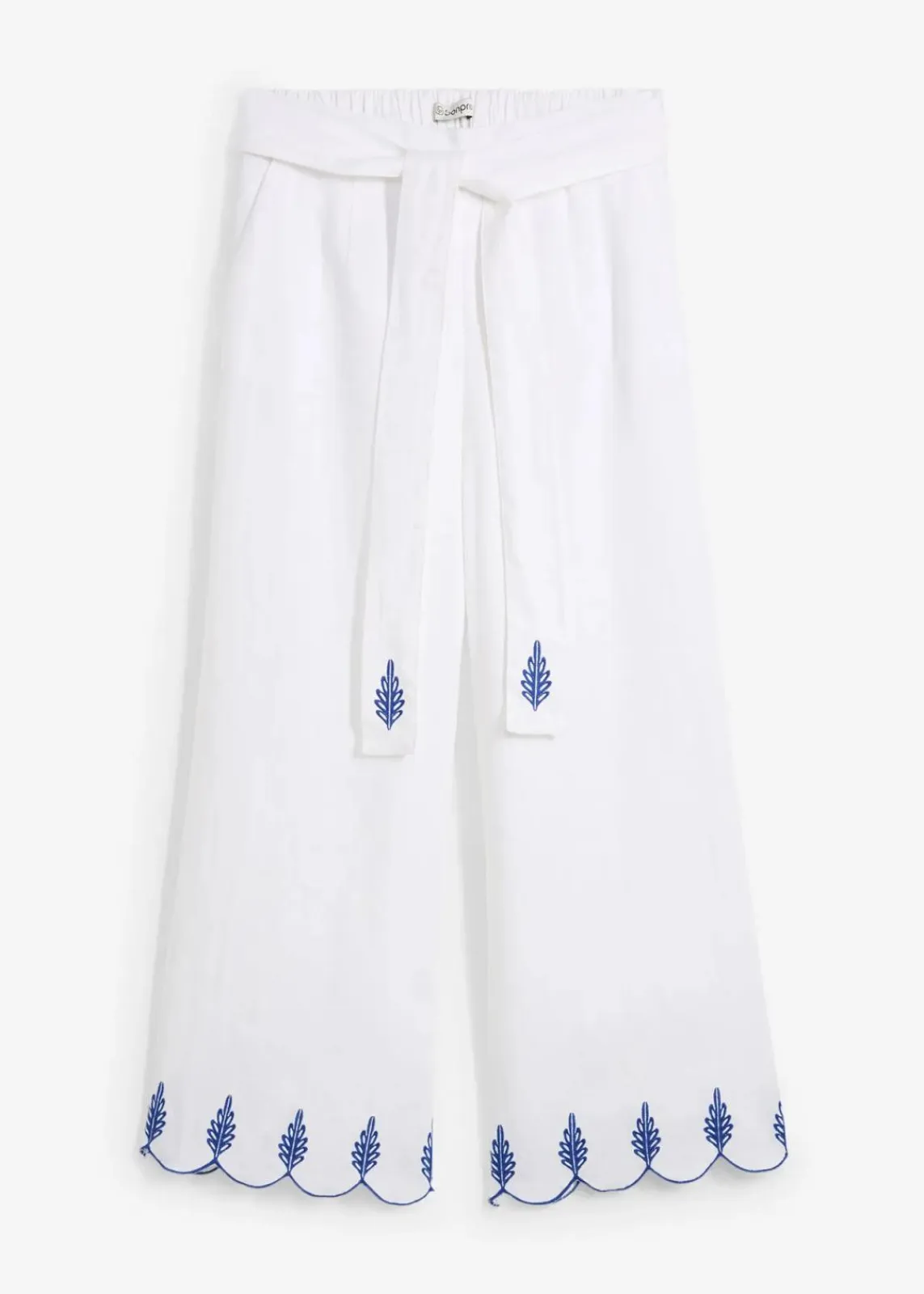 bonprix Bekleidung·Kleider|Premium^Leinen-Culotte mit Gürtel (2 tlg. Set) weiß