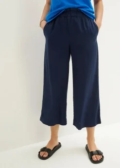 bonprix Hosen|Bekleidung·Kleider^Leinen-Culotte, wadenlang dunkelblau