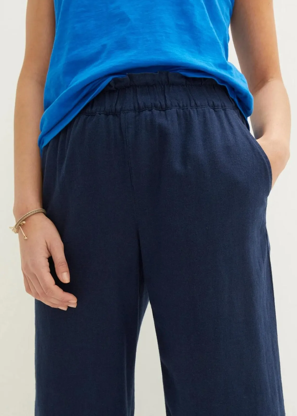 bonprix Hosen|Bekleidung·Kleider^Leinen-Culotte, wadenlang dunkelblau