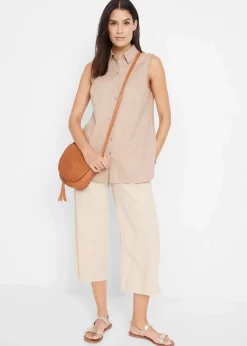 bonprix Bekleidung·Kleider|Hosen^Leinen-Culotte, wadenlang kieselbeige