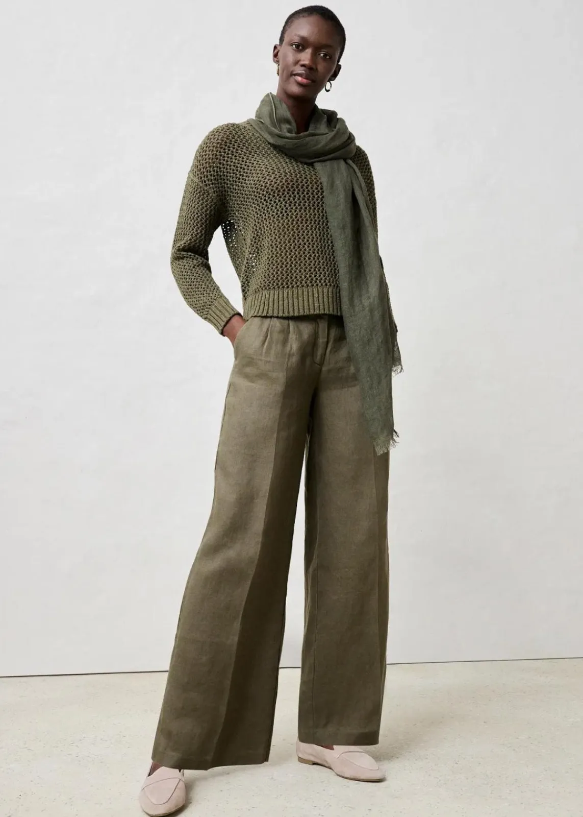 bonprix Nachhaltigere Materialien|Hosen^Leinenhose dunkeloliv