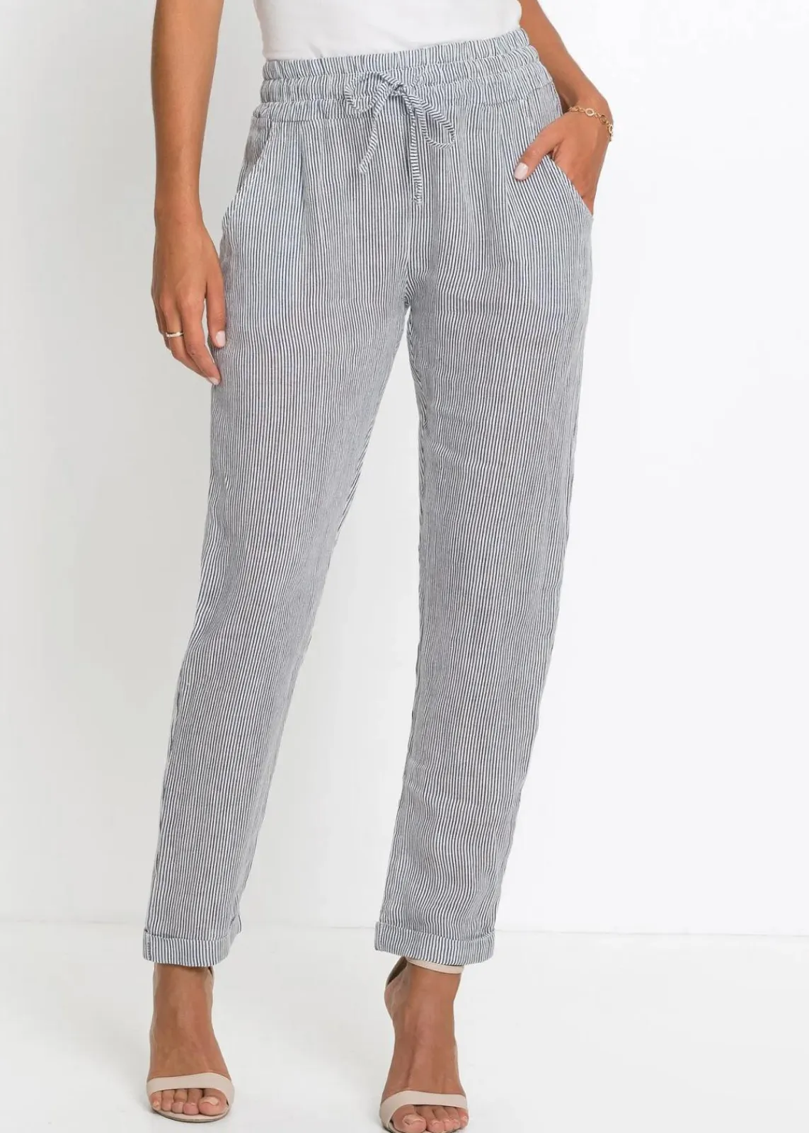 bonprix Bekleidung·Kleider|Hosen^Leinenhose blau/weiß gestreift