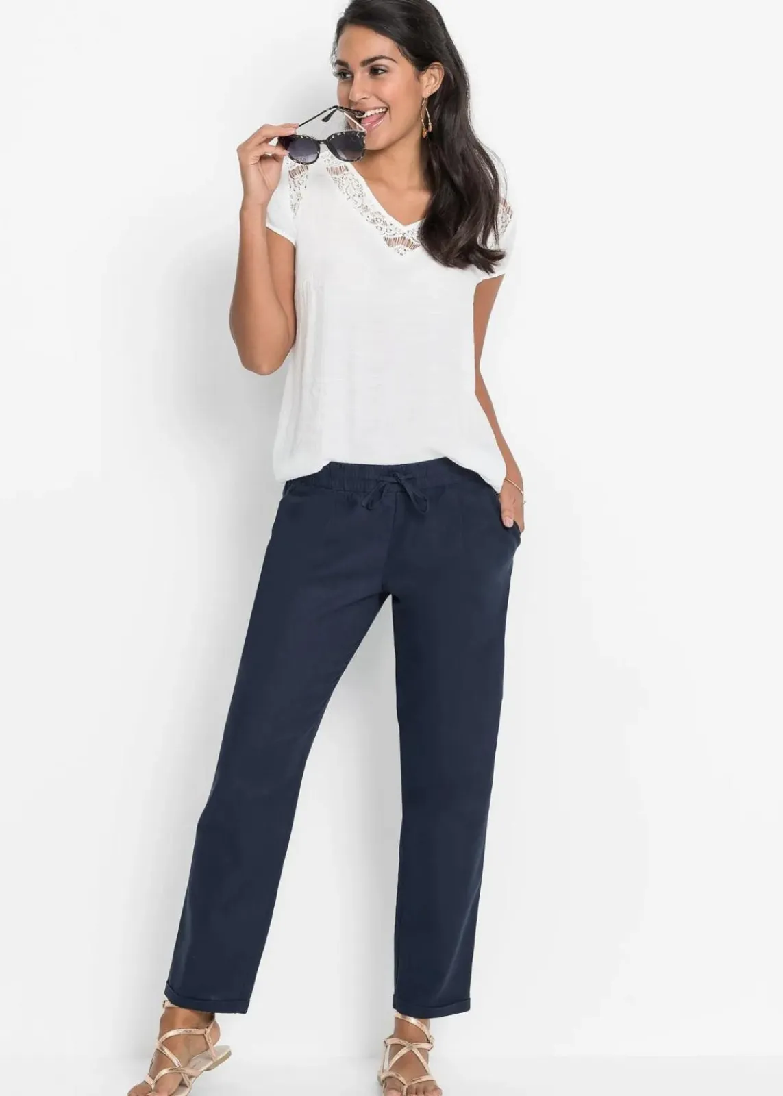 bonprix Hosen|Bekleidung·Kleider^Leinenhose dunkelblau