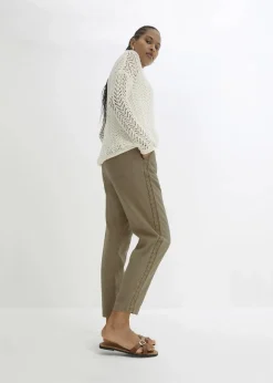 bonprix Bekleidung·Kleider|Hosen^Leinenhose mit seitlichem Spitzeneinsatz, knöchelfrei new khaki