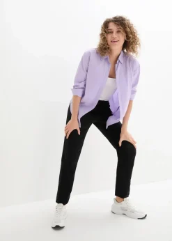 bonprix Bekleidung·Kleider|Hosen^Leinenhose mit Taschendetails und Knöpfen am Saum schwarz