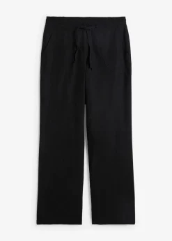 bonprix Kurzgrößen|Bekleidung·Kleider^Leinen-Hose mit weitem Bein schwarz
