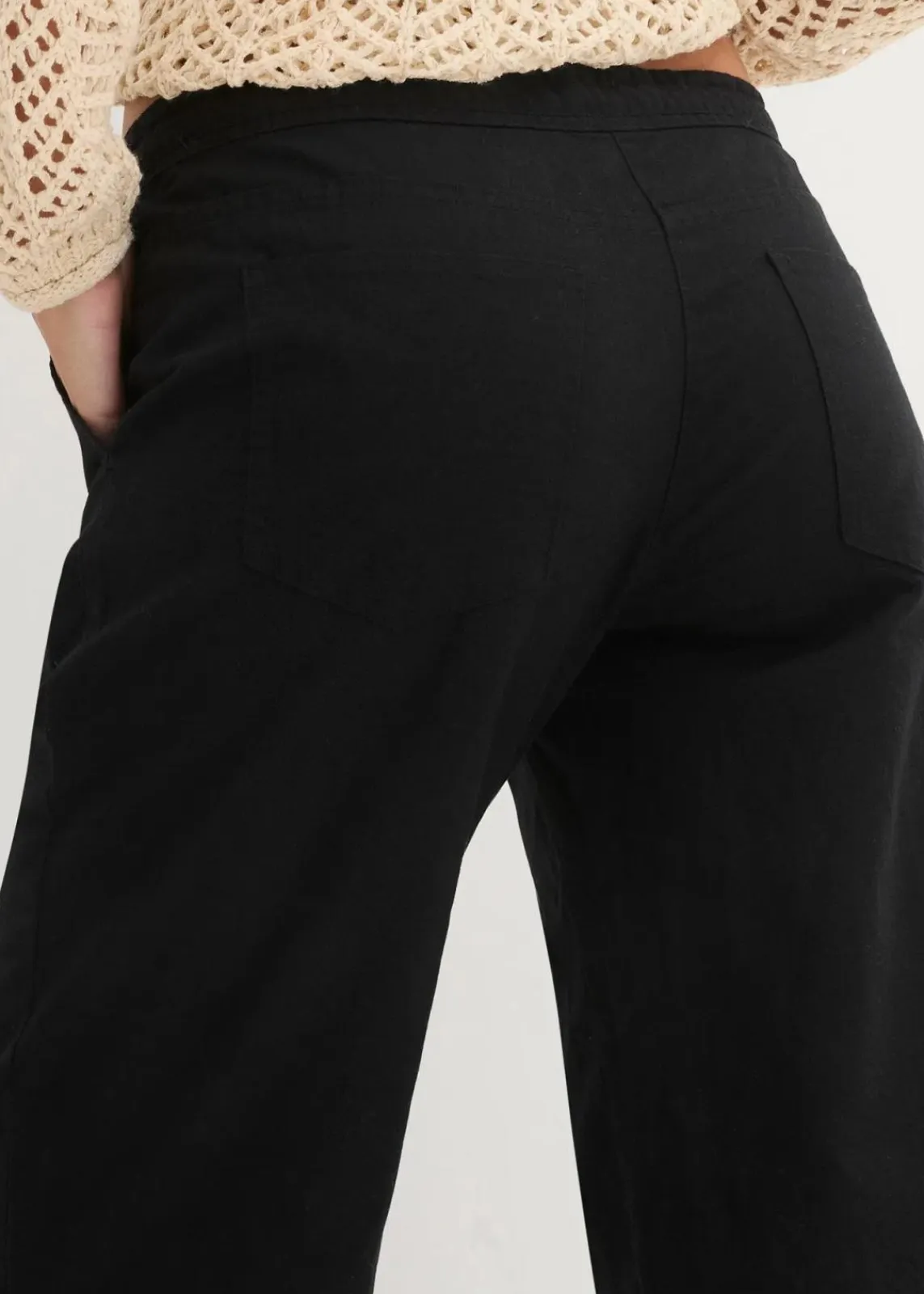bonprix Kurzgrößen|Bekleidung·Kleider^Leinen-Hose mit weitem Bein schwarz