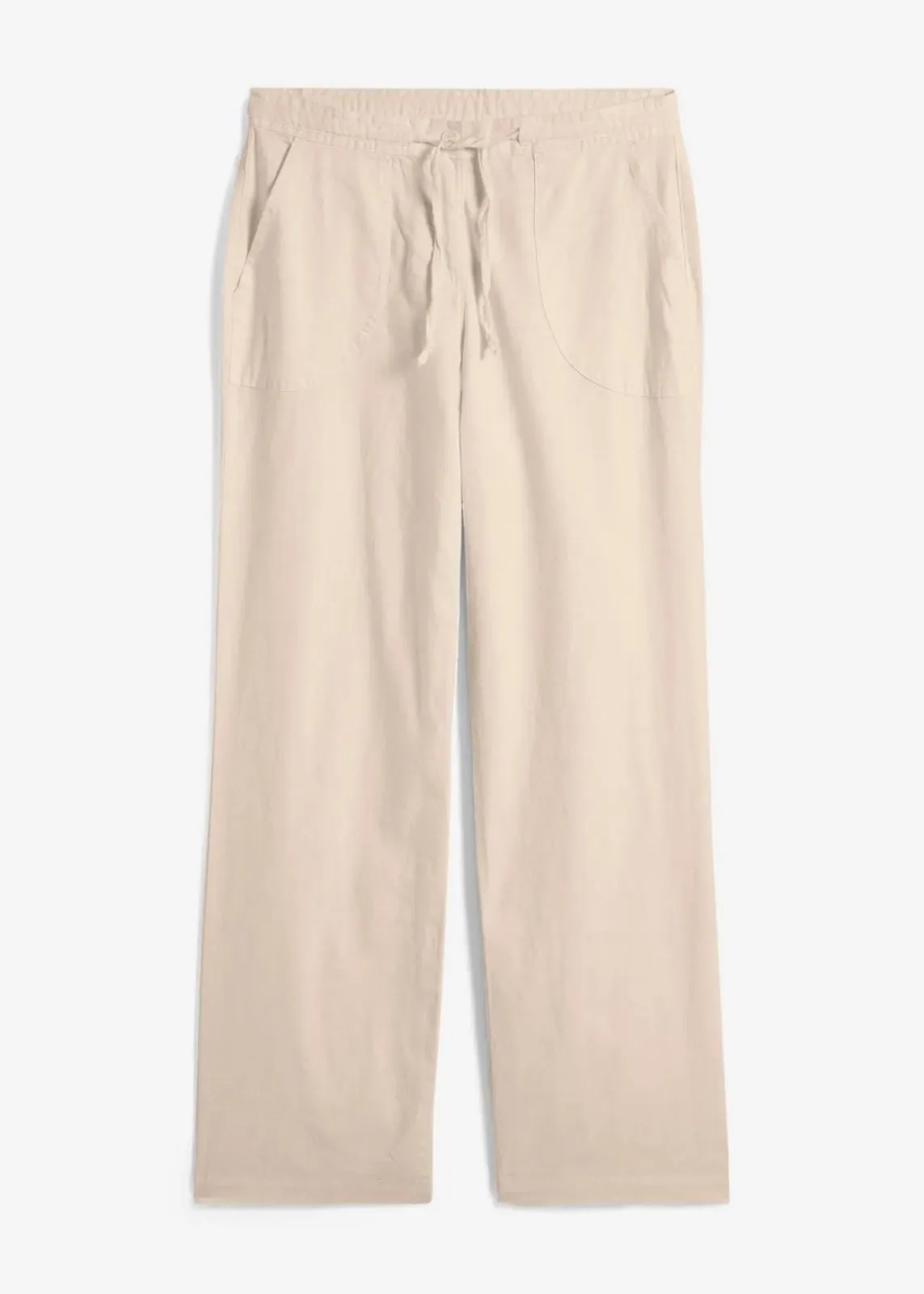 bonprix Kurzgrößen|Hosen^Leinen-Hose mit weitem Bein kieselbeige