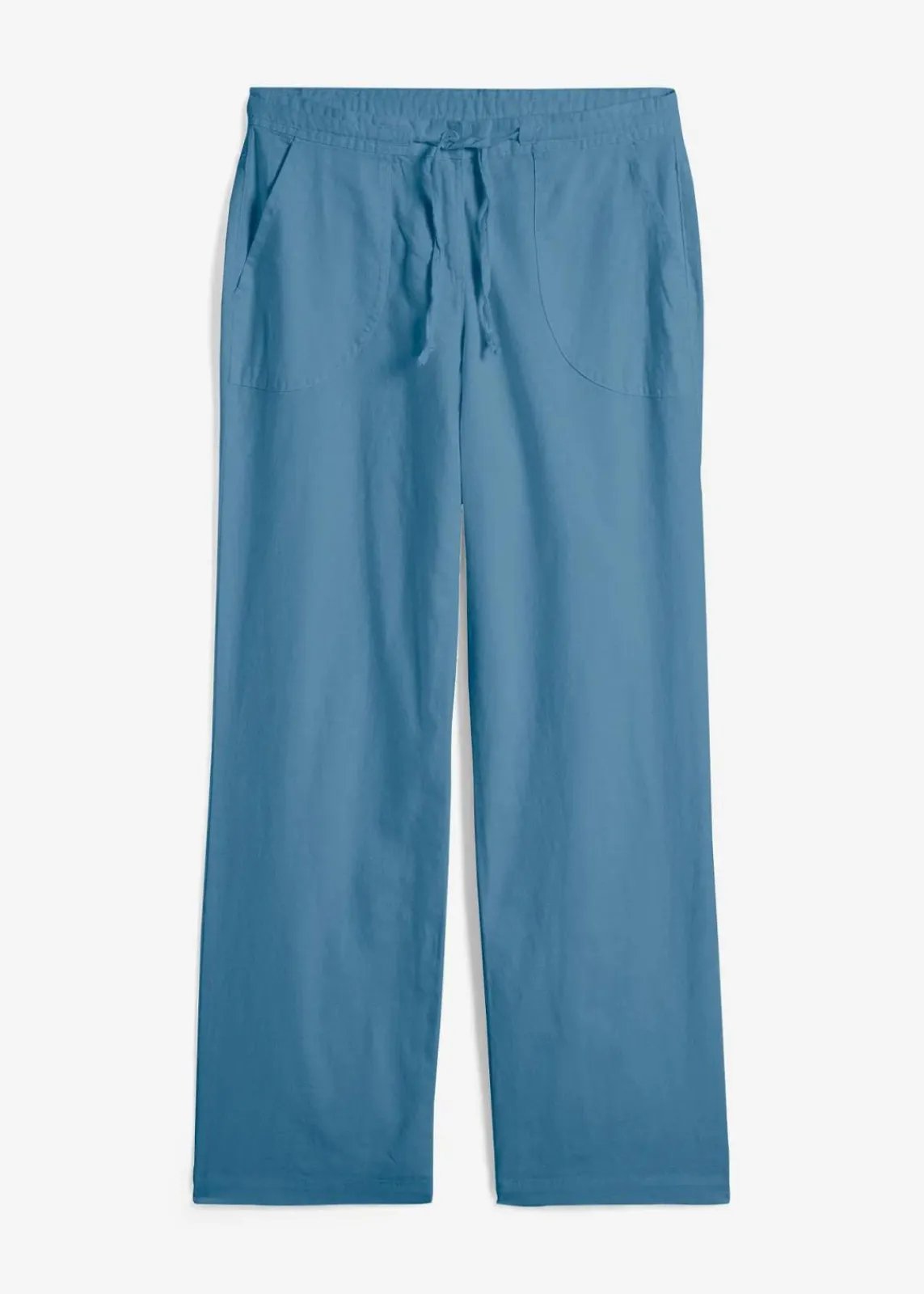 bonprix Kurzgrößen|Hosen^Leinen-Hose mit weitem Bein jeansblau