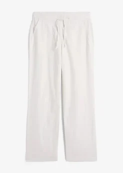 bonprix Kurzgrößen|Bekleidung·Kleider^Leinen-Hose mit weitem Bein weiß