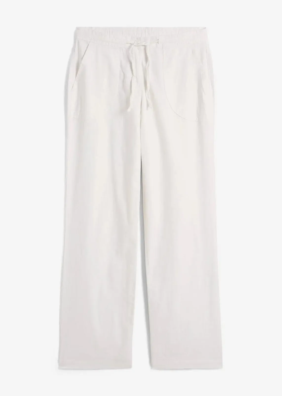 bonprix Kurzgrößen|Bekleidung·Kleider^Leinen-Hose mit weitem Bein weiß