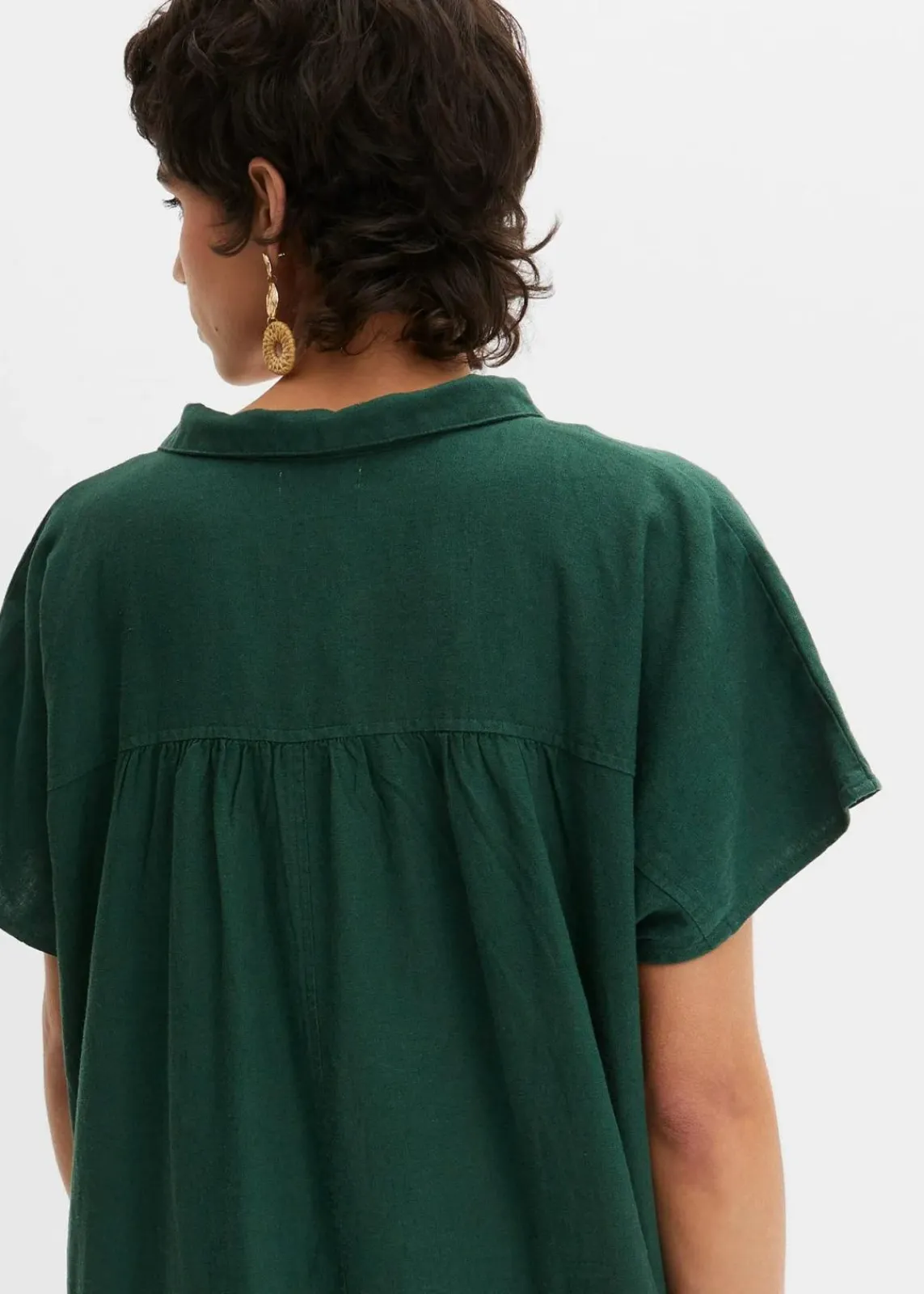bonprix Bekleidung·Pullover & Strickjacken|Kleider^Leinenkleid dunkelgrün