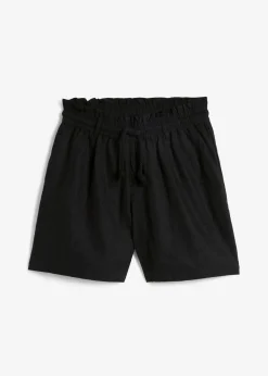 bonprix Hosen|Shorts^Leinen-Paperbag-Shorts schwarz