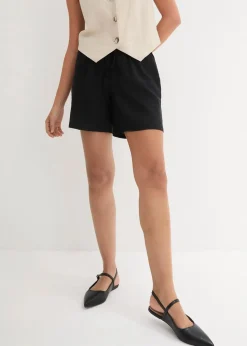 bonprix Hosen|Shorts^Leinen-Paperbag-Shorts schwarz