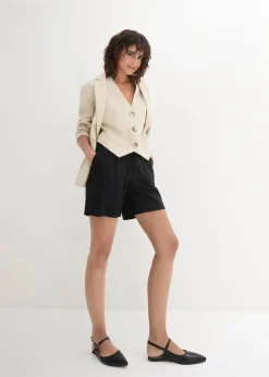 bonprix Hosen|Shorts^Leinen-Paperbag-Shorts schwarz
