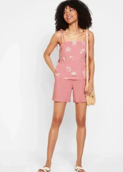 bonprix Hosen|Shorts^Leinen-Paperbag-Shorts rauchrose