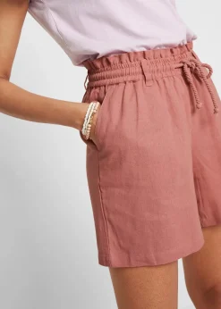 bonprix Hosen|Shorts^Leinen-Paperbag-Shorts rauchrose