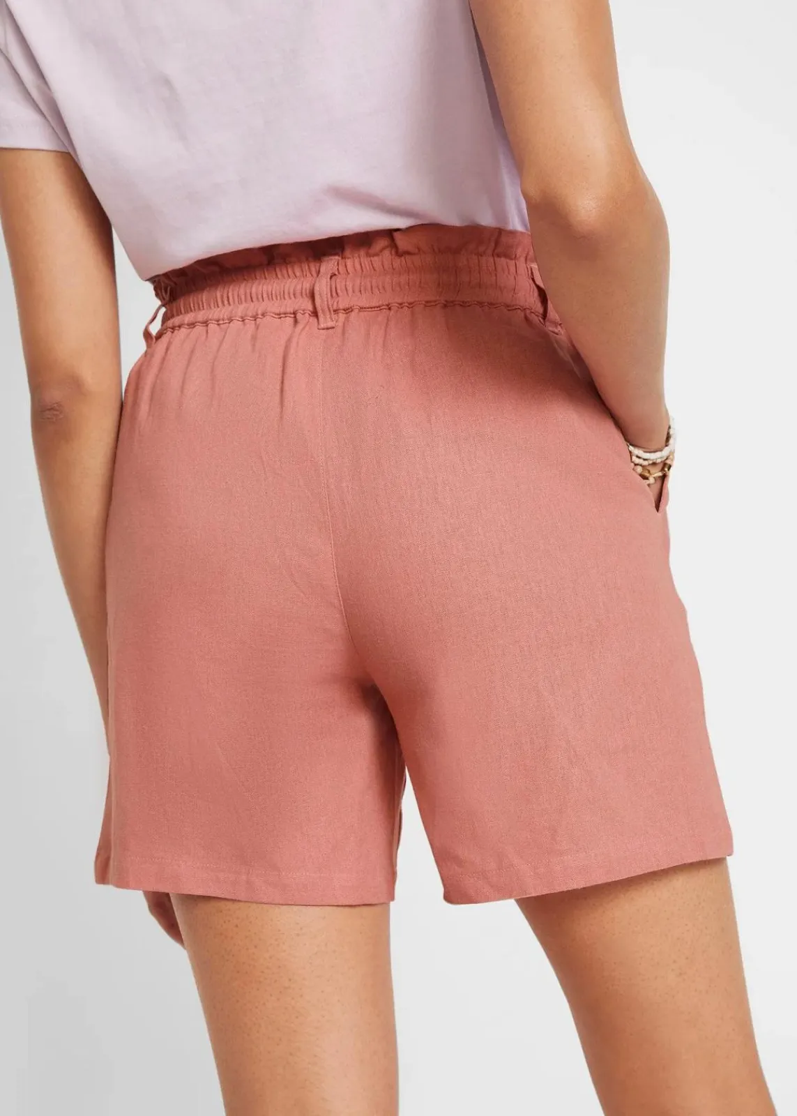 bonprix Hosen|Shorts^Leinen-Paperbag-Shorts rauchrose