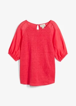 bonprix Premium|Shirts & Tops^Leinen-Shirt mit Ballonärmeln paradiespink