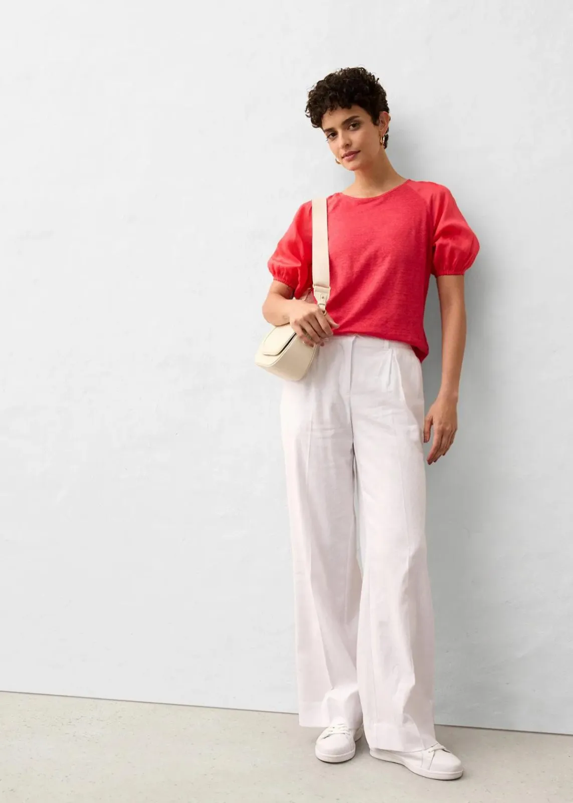 bonprix Premium|Shirts & Tops^Leinen-Shirt mit Ballonärmeln paradiespink