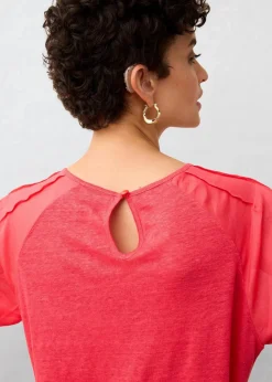 bonprix Premium|Shirts & Tops^Leinen-Shirt mit Ballonärmeln paradiespink