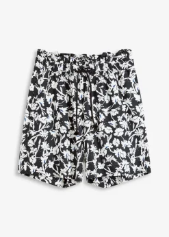bonprix Nachhaltigere Materialien|Hosen^Leinen-Shorts schwarz/wollweiß/enzianblau floral
