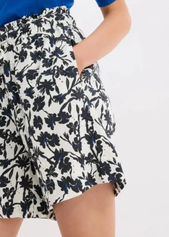 bonprix Bekleidung·Outdoorbekleidung|Bekleidung·Kleider^Leinen-Shorts wollweiß/schwarz/enzianblau floral