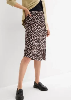bonprix Bekleidung·Sportbekleidung|Röcke^Leo-Rock mit Schlitz beige leo bedruckt