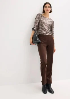 bonprix Shirts & Tops^Leo-Shirt mit Glanzdruck lehmbraun/metallic silber