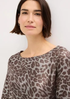 bonprix Shirts & Tops^Leo-Shirt mit Glanzdruck lehmbraun/metallic silber