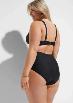bonprix Nachhaltigere Materialien|Mix & Match^Light Highwaist Shape-Bikinihose mit Raffung schwarz