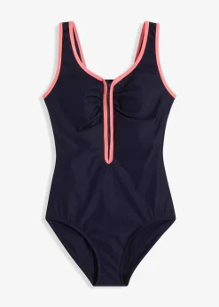 bonprix Nachhaltigere Materialien|Sport Bademode^Light Shape Badeanzug mit Reißverschluss blau/pink