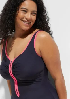 bonprix Nachhaltigere Materialien|Sport Bademode^Light Shape Badeanzug mit Reißverschluss blau/pink