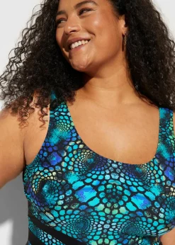 bonprix Nachhaltigere Materialien|Shapewear^Light Shape-Badeanzug schwarz/grün/blau
