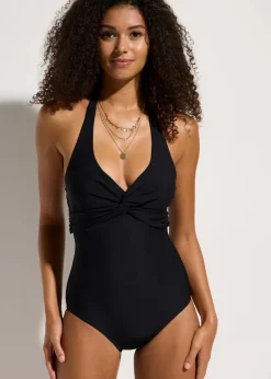 bonprix Nachhaltigere Materialien|Shapewear^Light Shape-Badeanzug mit Neckholder-Trägern schwarz