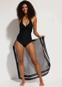 bonprix Nachhaltigere Materialien|Shapewear^Light Shape-Badeanzug mit Neckholder-Trägern schwarz