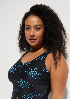 bonprix Nachhaltigere Materialien|Shapewear^Light Shape-Badeanzug mit breiten Trägern schwarz gepunktet