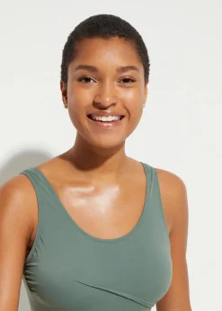 bonprix Nachhaltigere Materialien|Bademode·Badeanzüge^Light Shape-Badeanzug mit Zierfalten oliv
