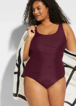bonprix Nachhaltigere Materialien|Shapewear^Light Shape-Badeanzug mit Zierfalten schwarz