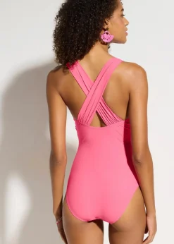 bonprix Nachhaltigere Materialien|Shapewear^Light Shape-Badeanzug mit gekreuzten Trägern beere