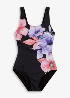 bonprix Nachhaltigere Materialien|Shapewear^Light Shape-Badeanzug mit breiten Trägern schwarz floral