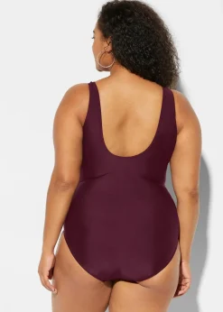 bonprix Nachhaltigere Materialien|Bademode·Badeanzüge^Light Shape-Badeanzug mit Zierfalten bordeaux