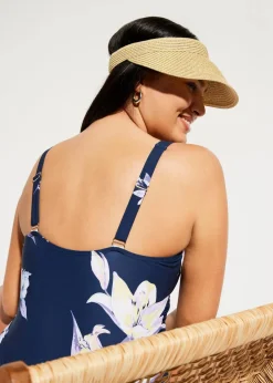 bonprix Nachhaltigere Materialien|Shapewear^Light Shape-Badeanzug mit Wickel-Optik dunkelblau floral