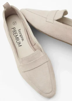 bonprix Slipper & Halbschuhe|Loafer^Loafer aus Veloursleder hellsand